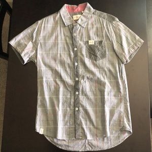 7 Diamonds Grey Short Sleeve Button Up Dress Shirt